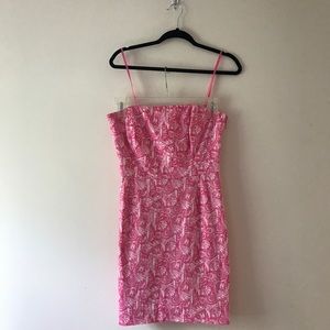 Vineyard Vines Strapless Pink Seashell Print Dress